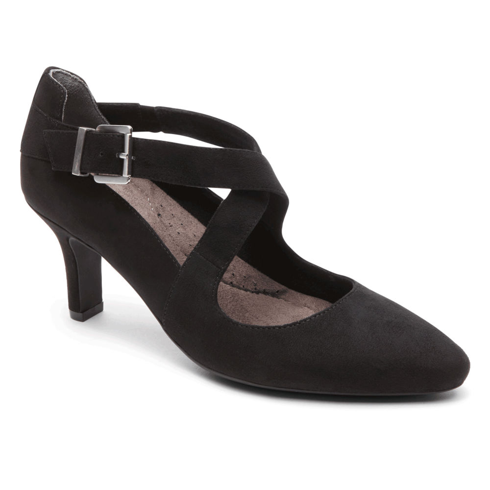 Rockport Womens Sharna Cross-Strap - Heels Black - OJN763289